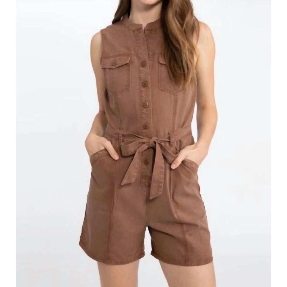 Sanctuary Sightseer Tie Waist Romper - Rattan Size 6 Elevated Style,‎ Minimalist